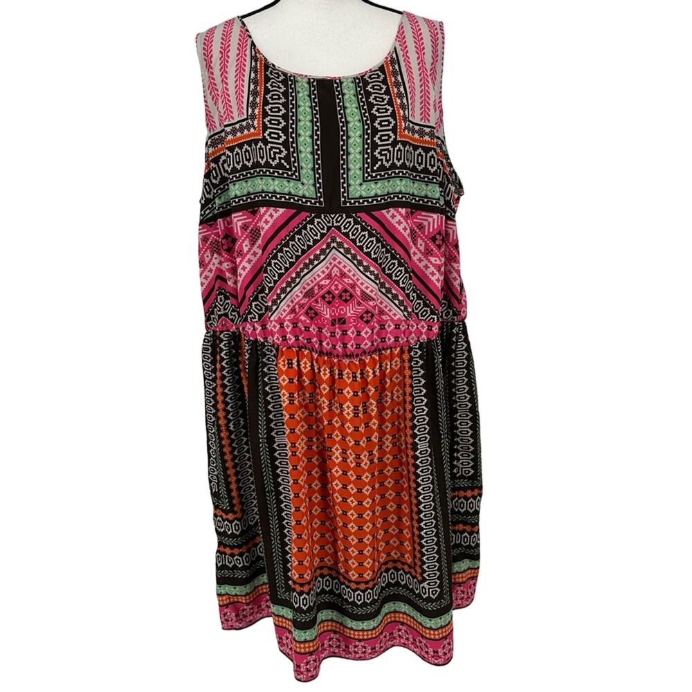 HEMANT & NANDITA Pink and Orange Patterned Dress